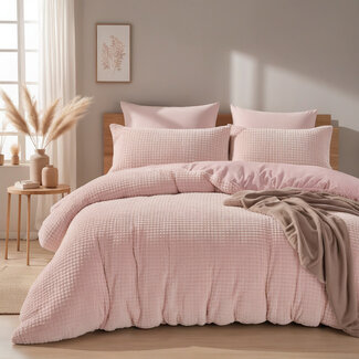 Sleeptime Teddy dekbedovertrek Check - roze - onderkant microvezel