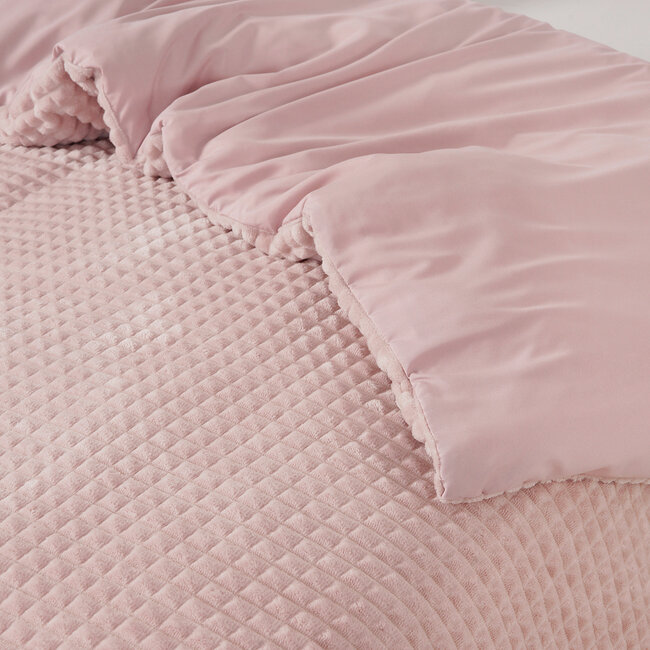 Teddy dekbedovertrek Check - roze - onderkant microvezel