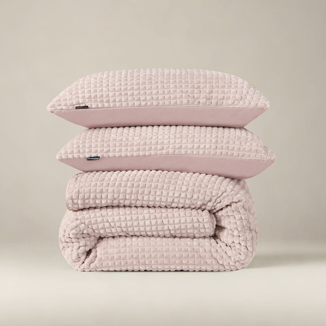 Teddy dekbedovertrek Check - roze - onderkant microvezel