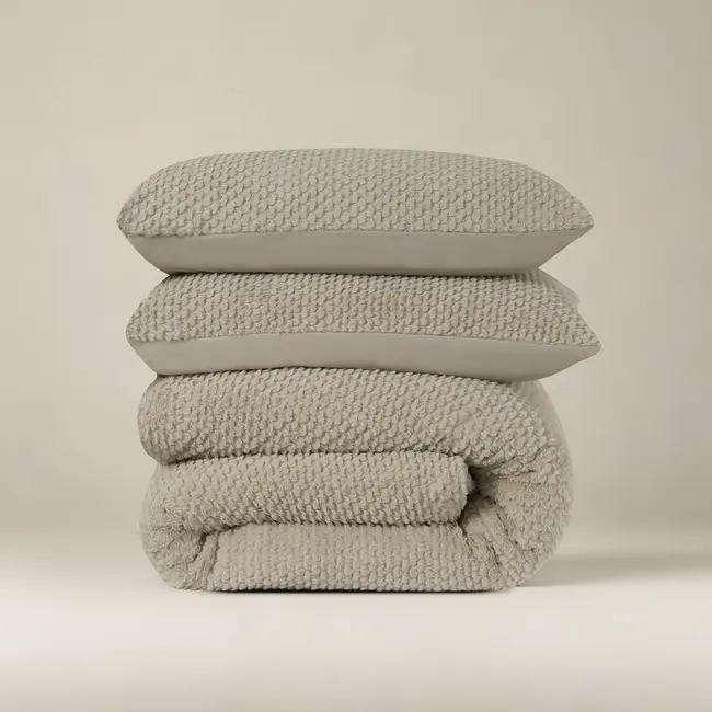 Dekbedovertrek Teddy Fur - taupe - onderkant microvezel