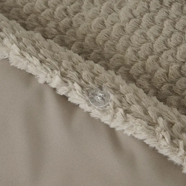 Dekbedovertrek Teddy Fur - taupe - onderkant microvezel