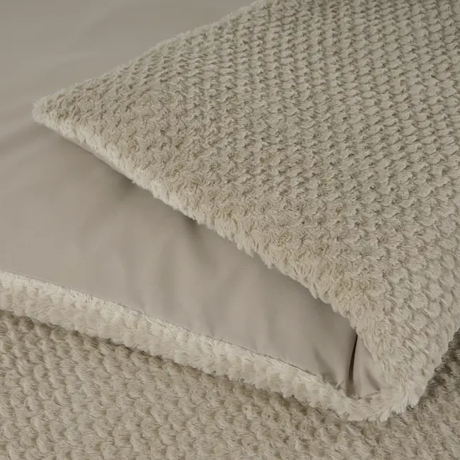 Dekbedovertrek Teddy Fur - taupe - onderkant microvezel