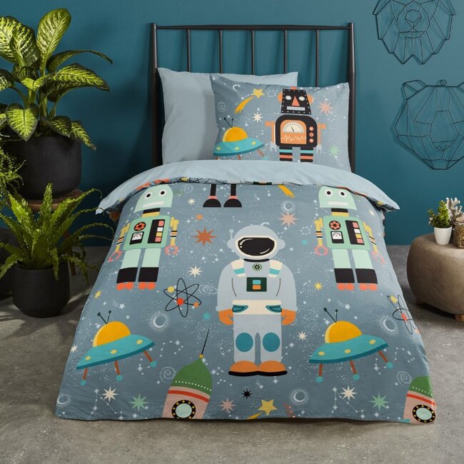 Katoen kinderdekbedovertrek Spacemen -140x220 + 60x70 cm