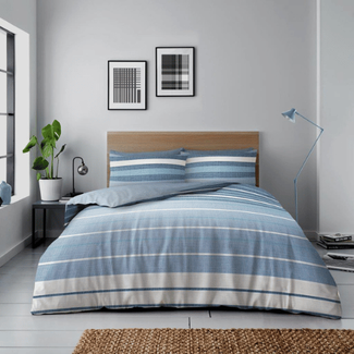 Snoozeville Microvezel dekbedovertrek Block stripes - blauw