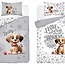 Ledikant dekbedovertrek Hondje Lucky - grijs - bamboe/katoen - 100x135 + 40x60 cm