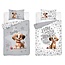 Ledikant dekbedovertrek Hondje Lucky - grijs - bamboe/katoen - 100x135 + 40x60 cm