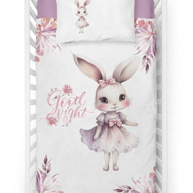 Ledikant dekbedovertrek Konijntje - Good night - 100x135 + 40x60 cm