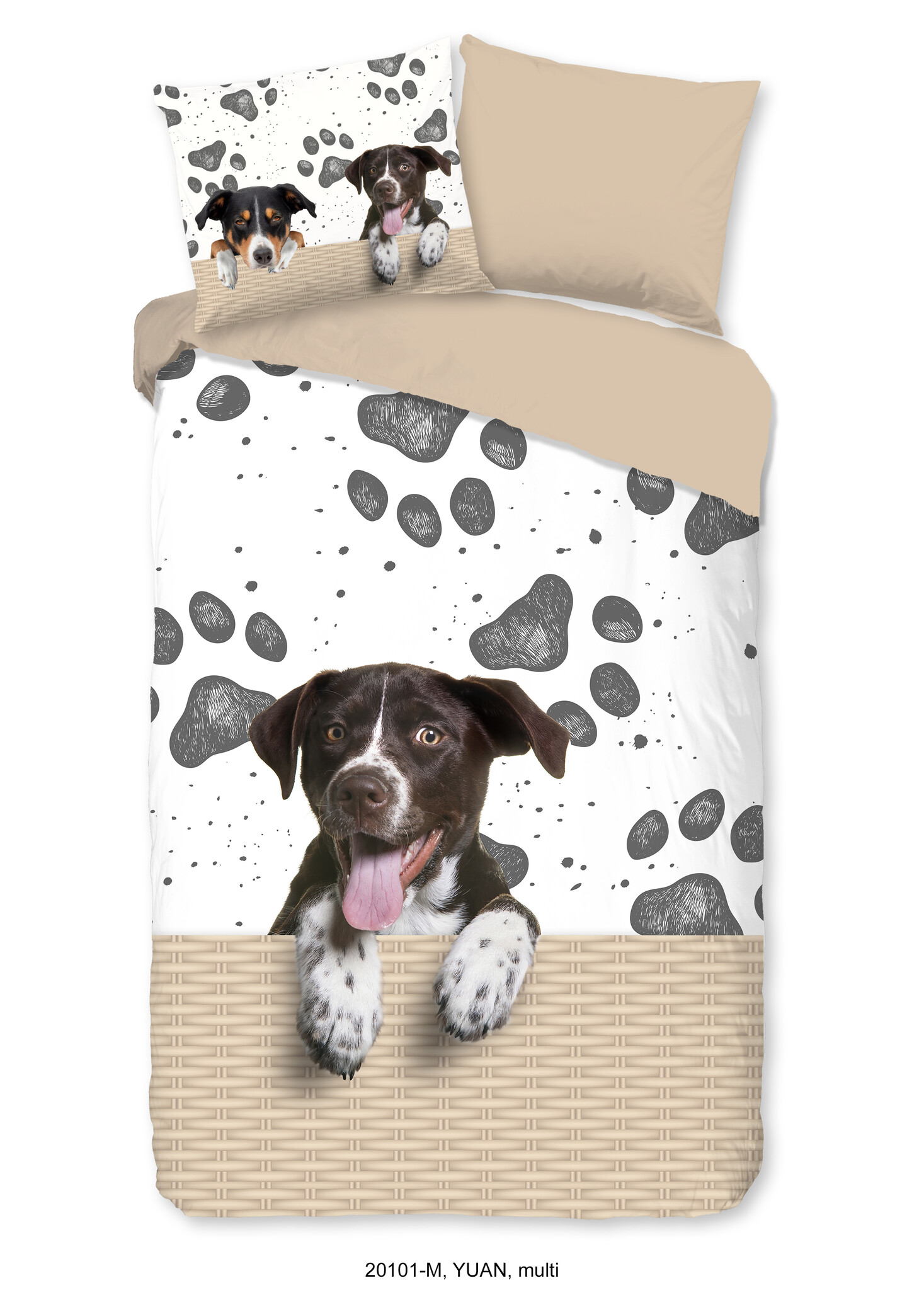 Microvezel kinderdekbedovertrek Hond Yuan - 140x220 + 60x70 cm