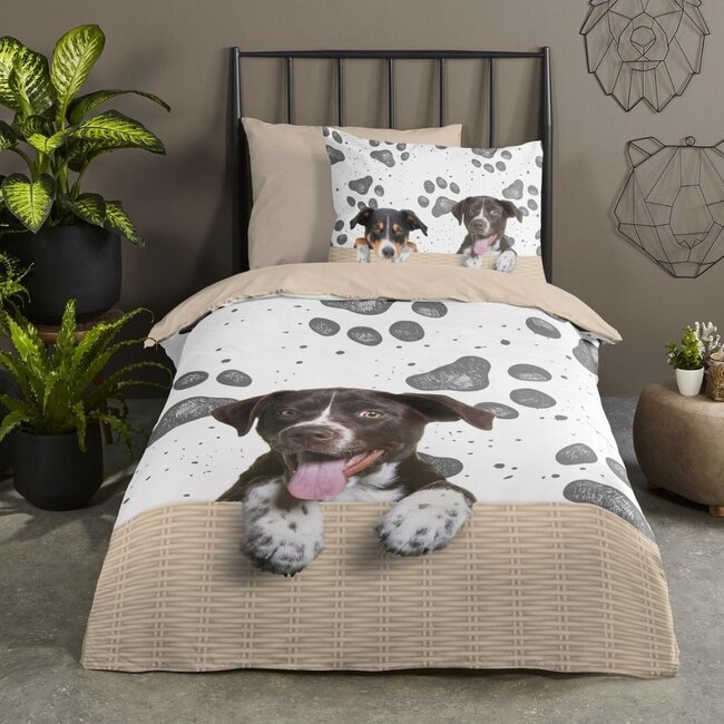 Microvezel kinderdekbedovertrek Hond Yuan - 140x220 + 60x70 cm
