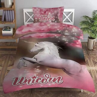 Beau Maison Katoen satijn dekbedovertrek Unicorn - 140x220 + 60x70 cm