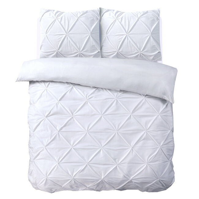 Velvet dekbedovertrek Pintuck - wit