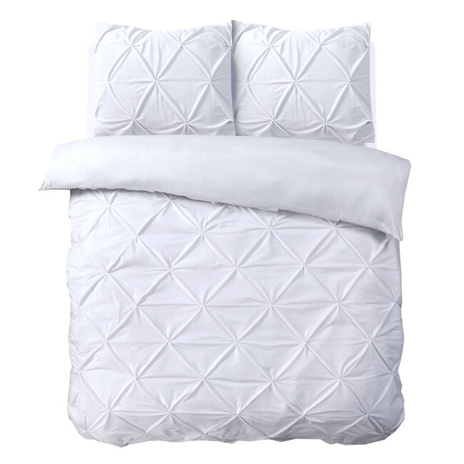 Velvet dekbedovertrek Pintuck - wit