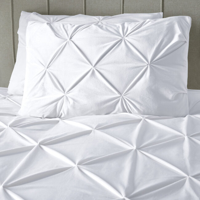 Velvet dekbedovertrek Pintuck - wit