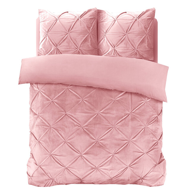 Velvet dekbedovertrek Pintuck - roze