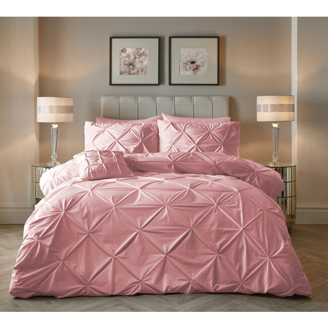 Velvet dekbedovertrek Pintuck - roze