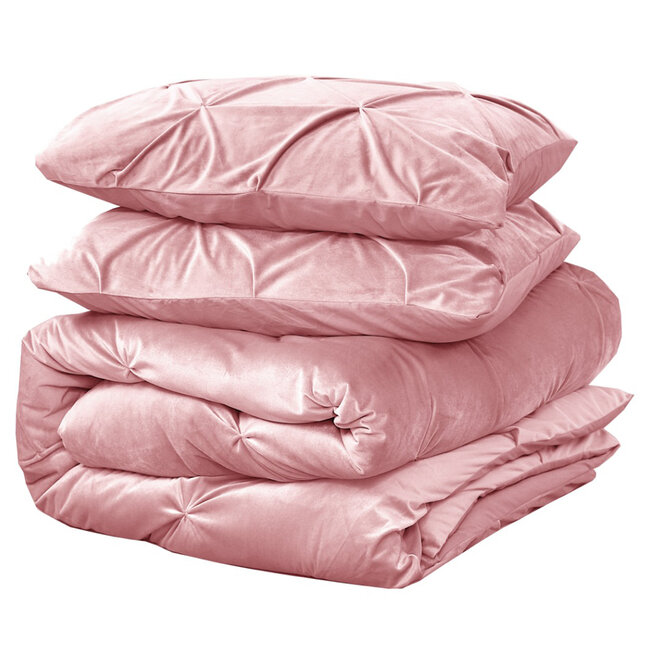 Velvet dekbedovertrek Pintuck - roze