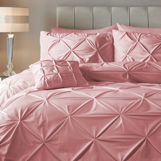 Velvet dekbedovertrek Pintuck - roze