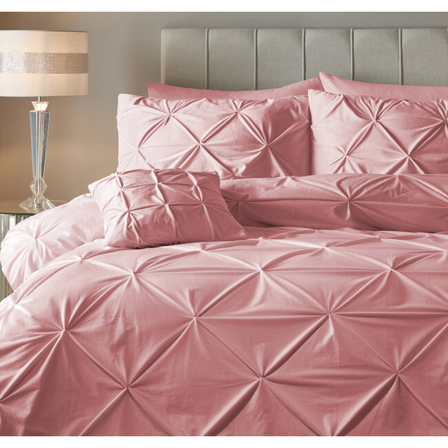 Velvet dekbedovertrek Pintuck - roze