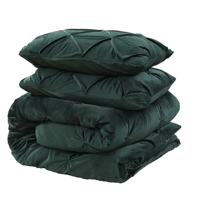 Velvet dekbedovertrek Pintuck - groen