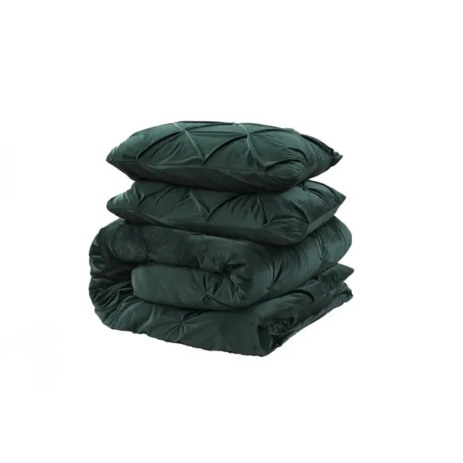 Velvet dekbedovertrek Pintuck - groen