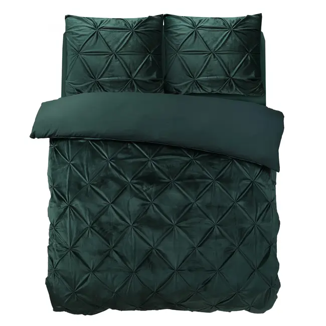 Velvet dekbedovertrek Pintuck - groen