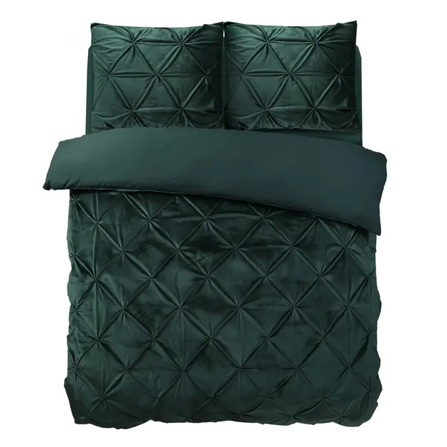 Velvet dekbedovertrek Pintuck - groen