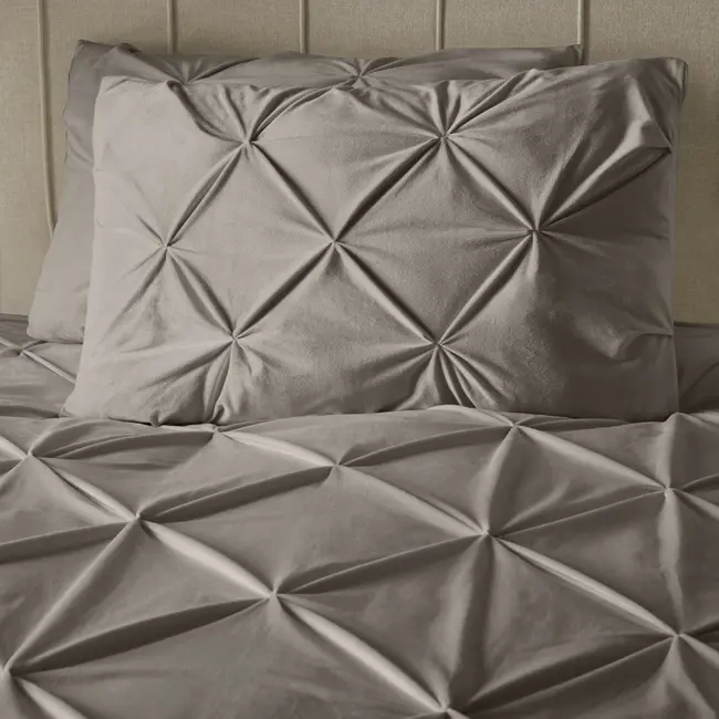 Velvet dekbedovertrek Pintuck - zand