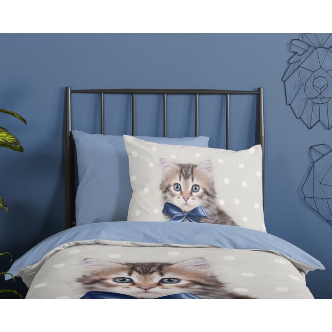 Katoen kinderdekbedovertrek kitten Mae - 140x220 + 60x70 cm