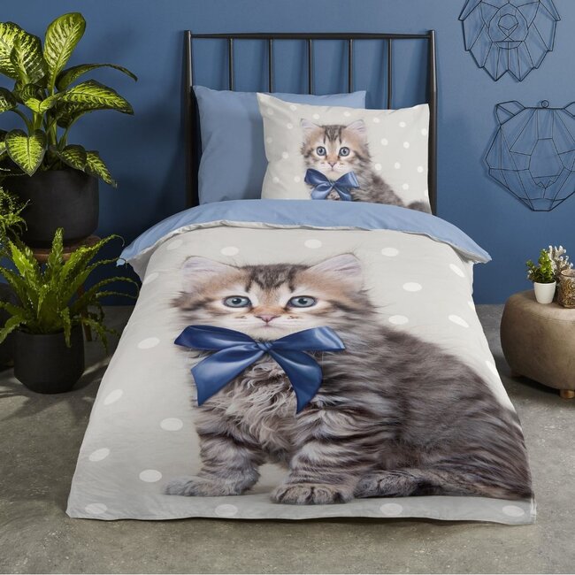 Katoen kinderdekbedovertrek kitten Mae - 140x220 + 60x70 cm