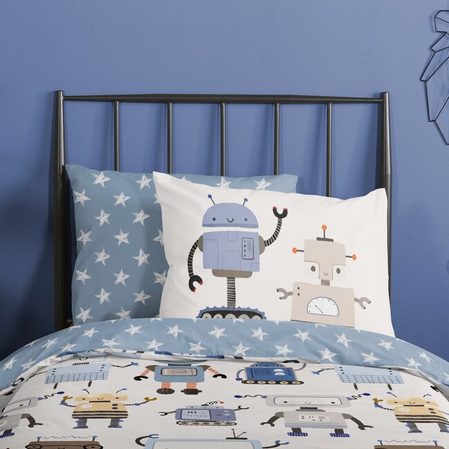 Katoen kinderdekbedovertrek Robo -140x220 + 60x70 cm