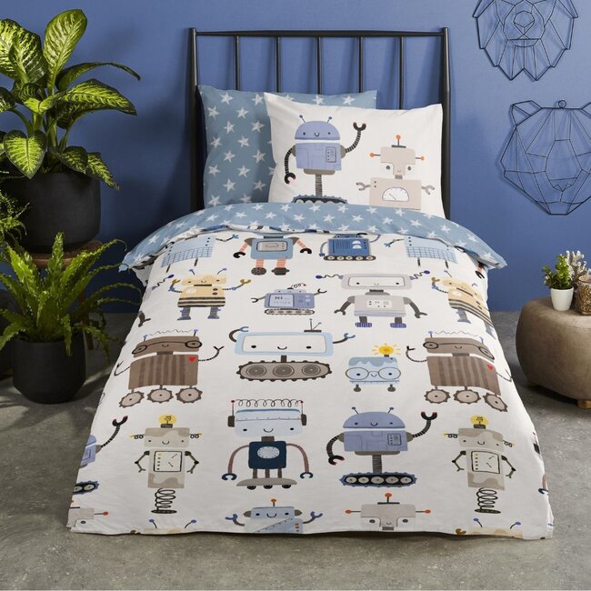 Katoen kinderdekbedovertrek Robo -140x220 + 60x70 cm