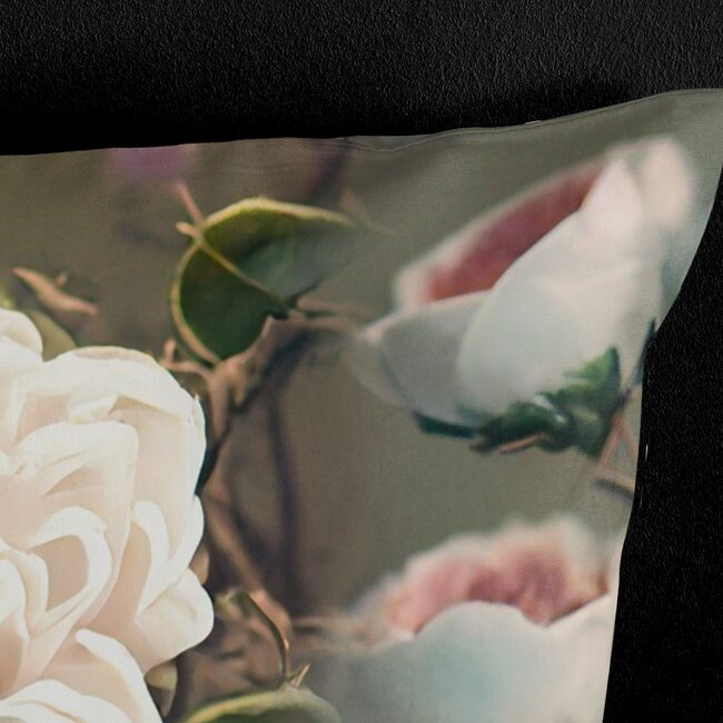 Microvezel dekbedovertrek witte rozen - groen