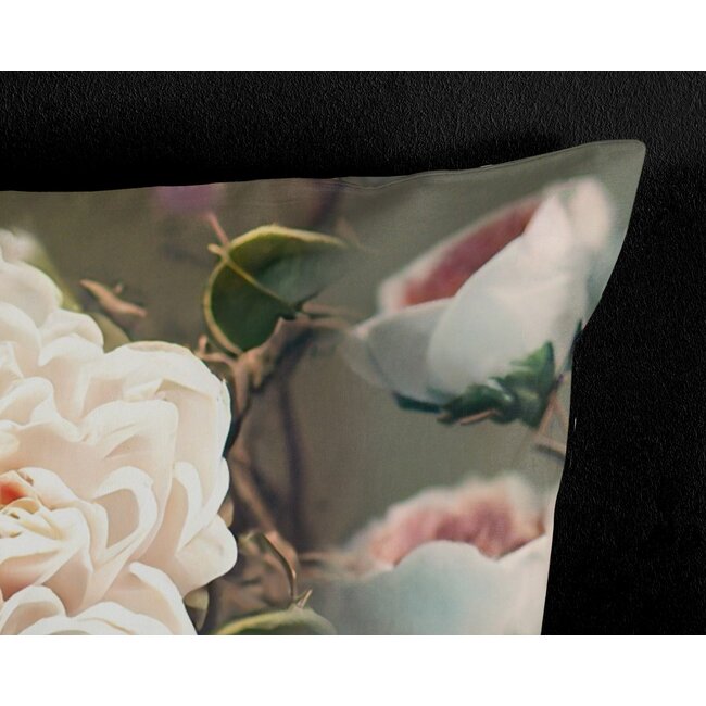 Microvezel dekbedovertrek witte rozen - groen