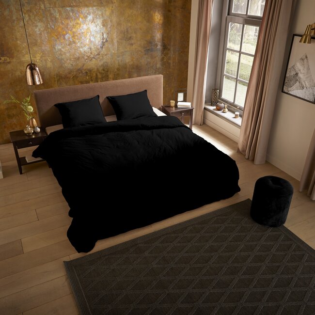 Microvezel dekbedovertrek uni zwart