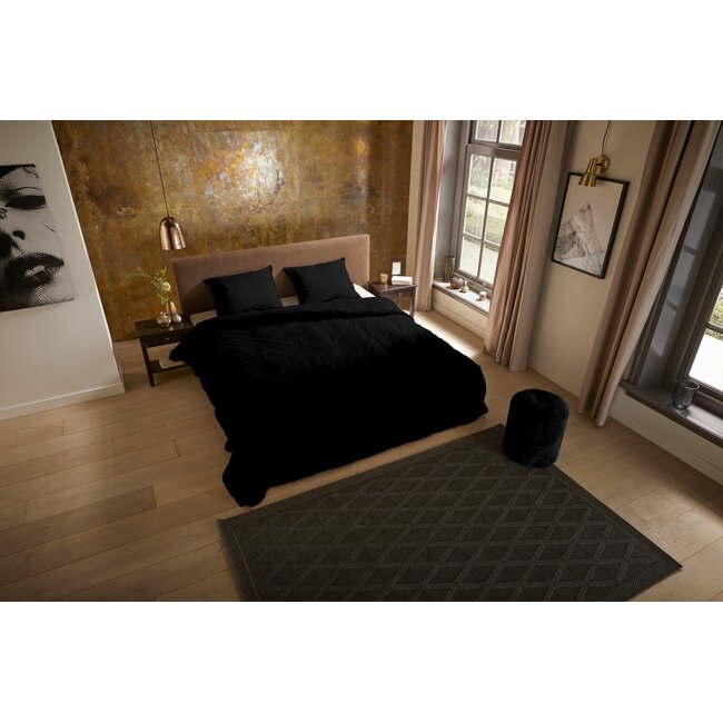 Microvezel dekbedovertrek uni zwart