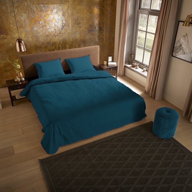 Uni dekbedovertrek petrol - microvezel