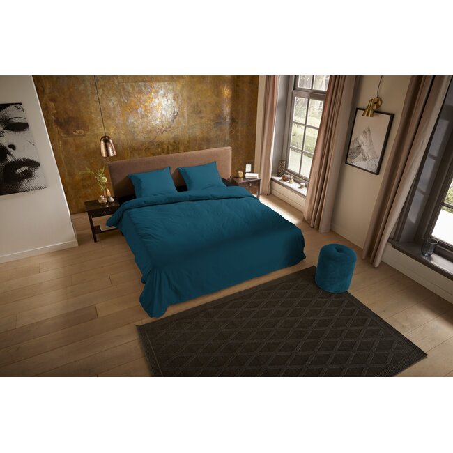 Uni dekbedovertrek petrol - microvezel