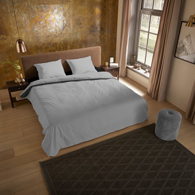 Uni dekbedovertrek grijs - Microvezel