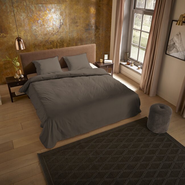 Uni dekbedovertrek taupe - Microvezel