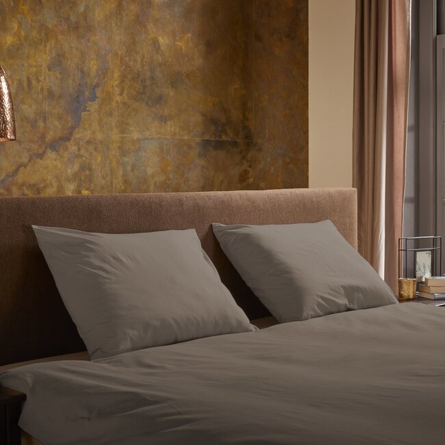 Uni dekbedovertrek taupe - Microvezel