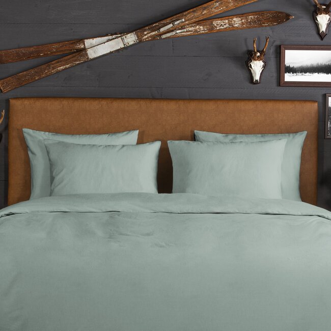 Flanel dekbedovertrek uni - groen