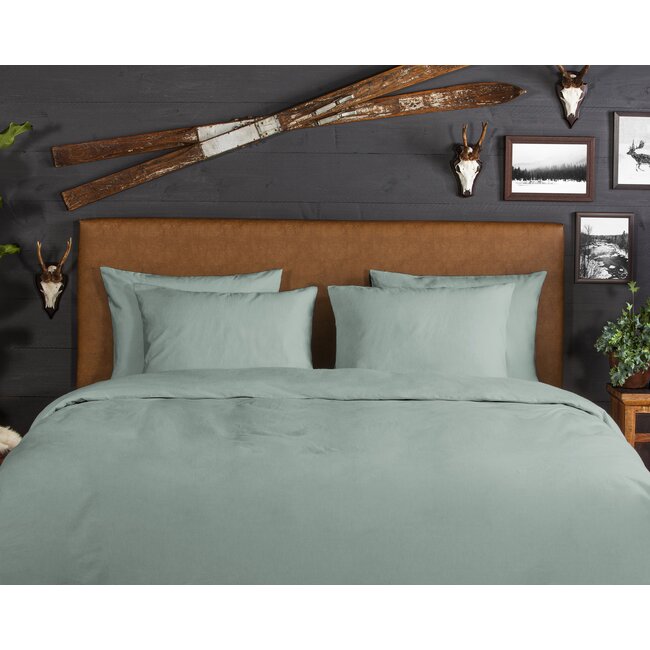 Flanel dekbedovertrek uni - groen