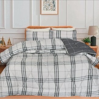 .Decoware® Dekbed zonder overtrek inclusief kussensloop - Harris Check groen - microvezel - 300gsm