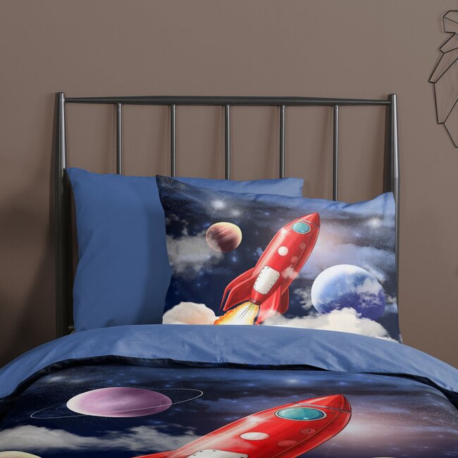 Microvezel kinderdekbedovertrek Rocket - 140x220 + 60x70 cm