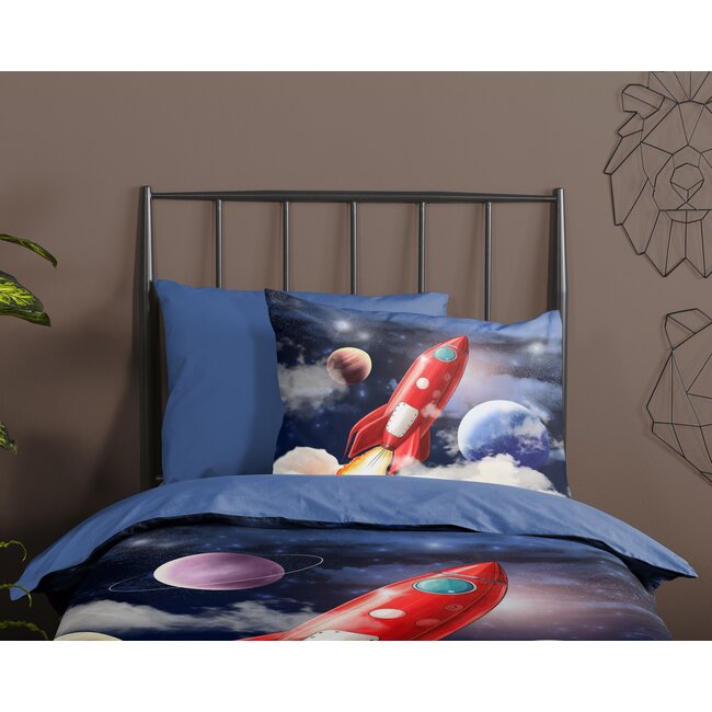 Microvezel kinderdekbedovertrek Rocket - 140x220 + 60x70 cm