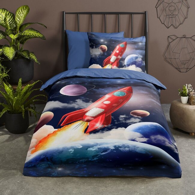 Microvezel kinderdekbedovertrek Rocket - 140x220 + 60x70 cm