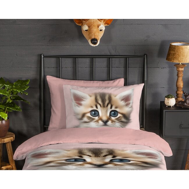 Flanel kinderdekbedovertrek meow  - flanel - 140x220 + 60x70 cm