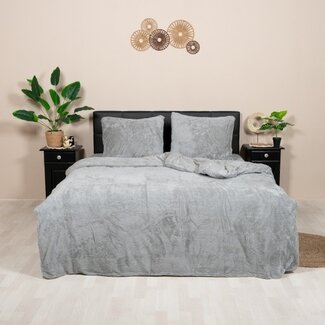 .Teddy by Decoware® Teddy fleece dekbedovertrek - grijs - 2 kanten teddy