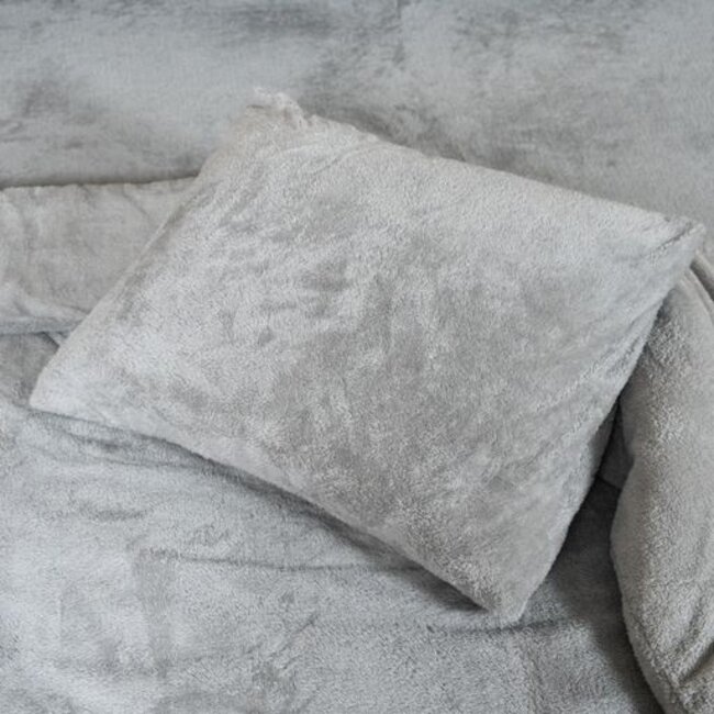 Teddy fleece dekbedovertrek - grijs - 2 kanten teddy