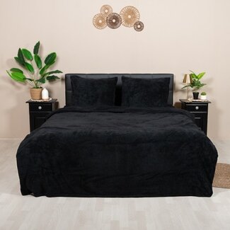 .Teddy by Decoware® Teddy fleece dekbedovertrek - zwart - 2 kanten teddy